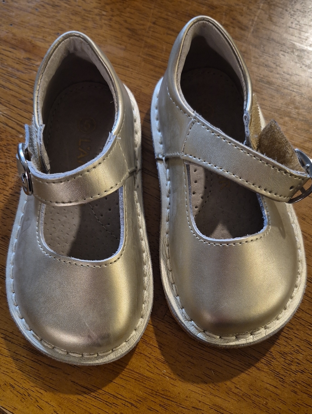 L'Amour Silver/Gold Metallic Leather Maryjanes